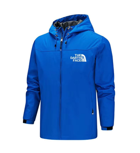 แจ็กเก็ตมีฮู้ดกันน้ำสำหรับผู้ชายแจ็คเก็ตโพลีเอสเตอร์กันฝนธรรมดาสีดำ - Product Image 5