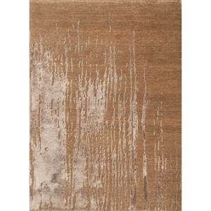 Alfombra Kavi Beige y Marrón Anudada a Mano de Lana y Seda de Bambú, Diseño Free Verse, 10 mm de Grosor, Rectangular, para Hogar o Pasillo - Esk-376 - Product Image 1