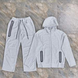 Ensemble de vêtements de sport à capuche pour hommes OEM costume de sweat à capuche en tricot tenue deux pièces respirante logo personnalisé vêtements de fitness décontractés - Product Image 1