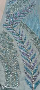 El mejor precio, tela de poliéster 100% con cuentas de lujo, patrón bordado hecho a mano de circón para proveedor indio, fabricación de prendas Blackout - Product Image 2