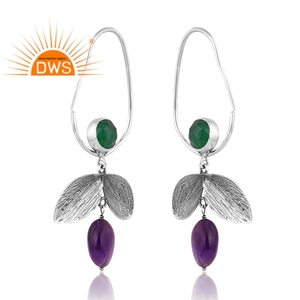 Meilleure vente argent naturel améthyste et vert Onyx pierre précieuse boucle d'oreille pour les femmes bijoux personnalisés pour les femmes cadeau pour elle - Product Image 3