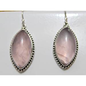 Pendientes de plata de ley hechos a mano, piedra preciosa de cuarzo rosa natural, piedra de amor, regalo de aniversario perfecto para ella - Product Image 3