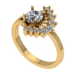 Anillo de racimo de diamantes cultivados en laboratorio de corte redondo de 1,50 quilates VVS Clarity DE Color en anillo de aniversario de oro de 14K para joyería de mujer - Product Image 1