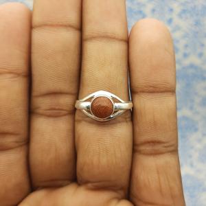 Premium 925 Sterling Silver Women's Diamond Stone Ring with Natural <b>Sandstone</b> Cabochon for Wedding or Gifts - Product Image 6