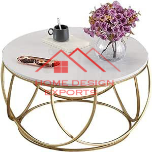 Meubles de Table basse ronde de salon de placage d'acier inoxydable de haute couture dans l'ensemble de Table basse de cadre de couleur d'or - Product Image 5