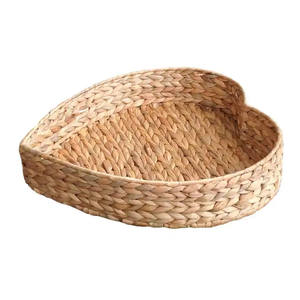 High Quality Modern Design Lightweight Seagrass Rattan Handle Water Hyacinth Woven Tray for <b>Rectangle</b> Food Storage Top <b>Bin</b> - Product Image 1