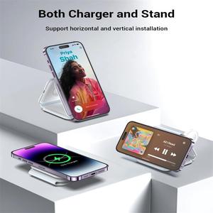Cargador inalámbrico magnético plegable 3 en 1 Estación de <span class=keywords><strong>carga</strong></span> inalámbrica rápida para iPhone 15/14/13/12 <span class=keywords><strong>Pro</strong></span> Max para iWatch para <span class=keywords><strong>AirPods</strong></span> - Product Image 3