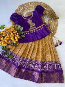 ชุด lehenga choli ผ้าโดลาผ้าไหมสำหรับเด็กทำงาน zari - Product Image 3
