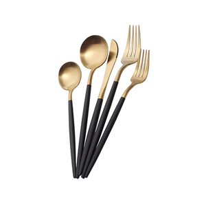 Modern Stainless Steel <b>Gold</b> Polished Restaurant Dinner Wedding Set Classic White Flat Handle Cutlery Set - Product Image 5
