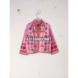 Chaqueta de Terciopelo y Algodón Hecha a Mano, Ropa de Invierno, Chaqueta de Tela de Terciopelo de Verano con Bordado Suzani, Abrigo Térmico para Mujer, Estilo Bata - Product Image 2