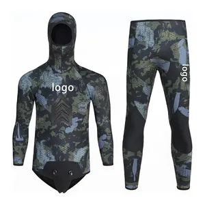 Traje completo de camuflaje súper elástico de neopreno de 5mm para apnea, esnórquel, natación, pesca submarina, traje de neopreno