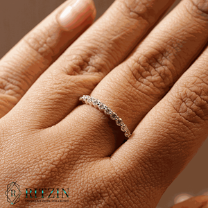 Bague de mariage demi-éternité en diamant rond pour femme - Product Image 3