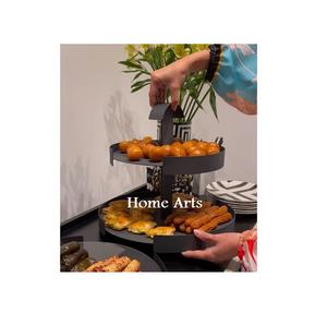 Soporte para Pastel de Color Negro de Último Diseño, Soporte para Postres de Hierro de 2 Niveles de la Más Alta Calidad, del Fabricante de Home Arts - Product Image 1