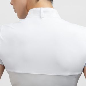 Camisa ecuestre elegante para mujer, manga corta, ajuste elástico, ropa personalizada a granel, venta al por mayor, camisetas para montar a caballo - Product Image 5