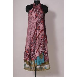 กระโปรงวินเทจผ้าไหมอินเดียสำหรับผู้หญิงชุดเดรสกระโปรงยาวหรือชุดเดรสผูกคอแฮนด์เมดศิลปะโบฮีเมียน - Product Image 5