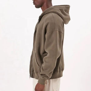 Sudaderas con capucha de lavado ácido con cremallera para hombre, nuevo diseño, 2025, MOQ bajo, ropa de calle, sudaderas con cremallera para hombre a precio mayorista - Product Image 3