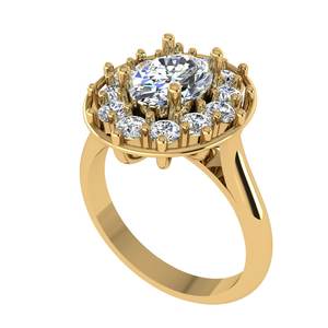 Anillo Halo Floral Vintage con un Diamante Ovalado Cultivado en Laboratorio, Engastado en Oro Amarillo Fino de 10K, Clásico y Personalizable para Mujer - Product Image 2
