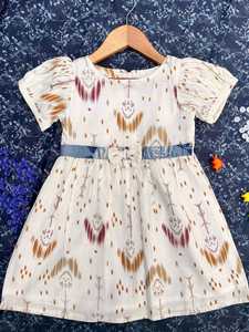 Premium coton infantile filles manches bouffantes robe Floral décontracté avant dentelle nœud dos fermeture éclair confortable respirant été robe pour - Product Image 2