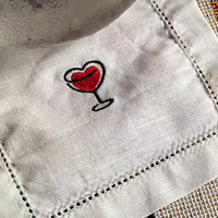 Ensemble de serviettes de cocktail carrées personnalisées en tissu, avec logo brodé sur mesure, pour bar, avion, durables et réutilisables