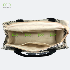 กระเป๋าถือผ้าใบคอตตอนดีไซน์ใหม่สำหรับ2022กระเป๋าเครื่องสำอางแบบเปิดที่ทันสมัยสำหรับสุภาพสตรีขายส่งพร้อมรูปแบบโลโก้ตามต้องการ - Product Image 6