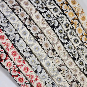 Bolsa al por mayor de fábrica Recorte de encaje 9 CM de ancho Malla de algodón Bordado de flores coloridas Adorno de encaje - Product Image 1