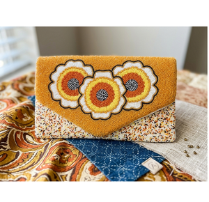 Embroidery Craft Women's Lightweight Beading <b>Envelope</b> Clutch Handbag Durable Cotton Lining Button Closure Soft Fabric Wholesale - Product Image 1