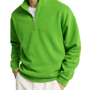 Sudadera con Capucha Personalizada 100% Algodón Felpa, Media Cremallera, Cierre de 1/4, Lisa, Talla Grande, Manga Larga para Hombre - Product Image 5