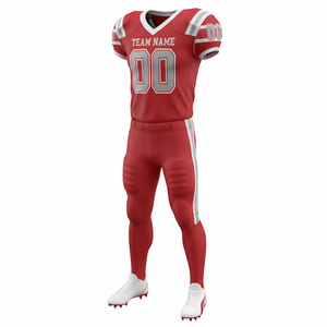 Ensemble de maillot et short de football américain sublimé personnalisable, 100% polyester respirant avec position du logo sur le devant - Product Image 6