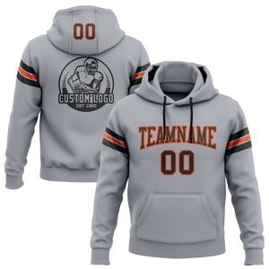 Direct Industry Wholesale 3D Embroidered Custom Stitched Gray Black-<b>Orange</b> Football Pullover <b>Sweatshirt</b> Hoodie - Product Image 1