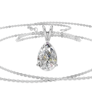 สร้อยคอจี้เพชรโมอิสซาไนต์ทรงลูกแพร์ 1 กะรัต ดีไซน์โดดเด่น ทอง 14K พร้อมสายเชื่อมแบบลิงค์ น่ารัก เหมาะสำหรับงานปาร์ตี้ เครื่องประดับคุณภาพสำหรับผู้หญิง ของขวัญ - Product Image 3