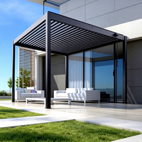Pavillon de jardin moderne multi-scènes en alliage d'aluminium thermolaqué, toit à persiennes, anti-corrosion, personnalisé pour terrasse et jardin