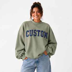 Sudadera de cuello alto reversible extragrande para mujer con logo personalizado, estampada vintage, de algodón, con hombros caídos - Product Image 1