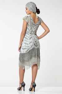 Robe de soirée en mousseline de soie sans manches col en V fait à la main pour les femmes robe de soirée antistatique confortable avec embellissement de paillettes - Product Image 6