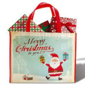 Commercio all'ingrosso personalizzato casa Fine lana lavorata a maglia bambini caramelle regalo lettera rossa tote bag di natale emirati arabi uniti