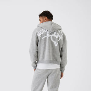 Venta al por mayor personalizado gris marga de gran tamaño chándal para hombres Boxy Fit Spray Graffiti Print Split Hem Hoodie & Jogger Streetwear Set - Product Image 6