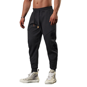 Logotipo personalizado de fábrica bordado de cintura alta recto Formal hombres gimnasio al aire libre Jogger pantalones mezcla de algodón impermeable - Product Image 2
