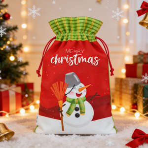 ถุงเชือกรูดลายตุ๊กตาหิมะคริสต์มาสสำหรับเก็บของขวัญในช่วงเทศกาลวันหยุด - Product Image 4