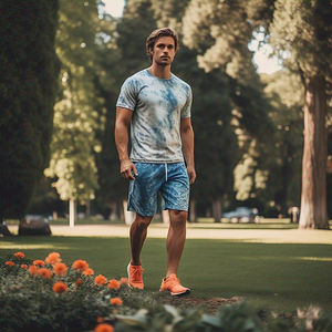 Conjunto de camiseta y pantalones cortos de lavado ácido para hombre, ropa deportiva para correr, ropa deportiva, camiseta de verano, pantalones cortos, conjunto de dos piezas para hombre - Product Image 4