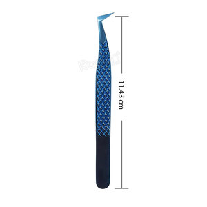 Imprimir Logo 45 Pinzas de punta de fibra de 90 grados Personalización Dijes Pinzas Duos Volumen Aislamiento Bota Pinzas de extensión de pestañas finas - Product Image 4