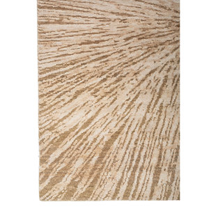 พรมถักมือลายคลาสสิคสีเบจและน้ำตาล ทำจากขนสัตว์และไหม ขนาด 9x12 ฟุต ลายแบบนามธรรม สำหรับตกแต่งห้องนั่งเล่นวัยรุ่น รุ่น AKWS-3026 - Product Image 4