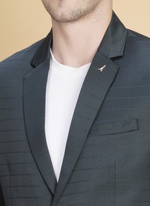 Blazer vert pour homme de qualité supérieure, à simple boutonnage, pour mariages, événements professionnels et soirées, disponible à la vente - Product Image 2