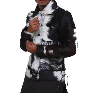 High Quality Customized Men's Cowhide Skin Leather Jacket Stand Collar Front Printing Winter Plain Dyed Reversible Eco-Friendly - Product Image 3