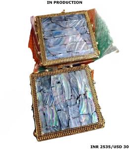 Handmade Designer Evening Party <b>Clutch</b> Purse Fashionable Mother <b>Pearl</b> Patterned Traditional Brass MOP Wedding Bridal Accessory - Product Image 5