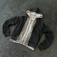 Sweat à capuche zippé triple couche pour homme, style Y2K, couleur unie, 100% coton molletonné, respirant, séchage rapide