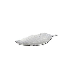 Handmade Aluminum Platter Large Leaf Shaped Nickel Polished Customized <b>Decorative</b> Ins for Kitchen Dining Table Food Serving Tray - Product Image 2