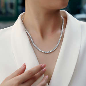 Hip Hop Jewelry Iec Out VVS Moissanite Diamonds 925 Sterling <b>Silver</b> Baguette Round diamond Tennis <b>Chain</b> <b>Necklace</b> for women - Product Image 6