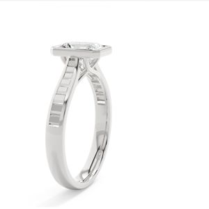 Bague de fiançailles en diamant de laboratoire taille radiant sertie sur un sertissage pour femmes en argent 925 et or rose, style mignon - Product Image 4