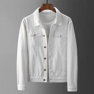 Men <b>White</b> <b>Denim</b> <b>Jacket</b> Summer Thin Lapels Casual <b>Jacket</b> - Product Image 1