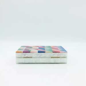 Pochette de soirée multicolore pour femme, en résine, avec perles, plaqué or, luxe, papillon, charme solide, ensemble de pochettes pour mariage - Product Image 1