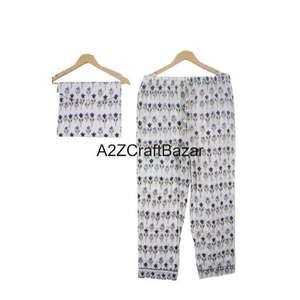 Conjunto de Pijama de Algodón con Estampado Floral Indio, Ropa de Dormir Verde, 100% Algodón Orgánico - Product Image 4